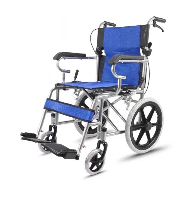 Blue Wheelchair 20" Self-Propelled Folding Lightweight Wheelchair in Blue