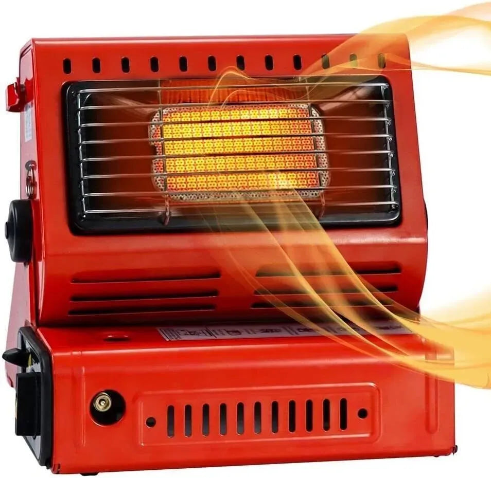 Portable Butane Gas Heater in Black for Camping, Hiking, and Outdoor Use - Red