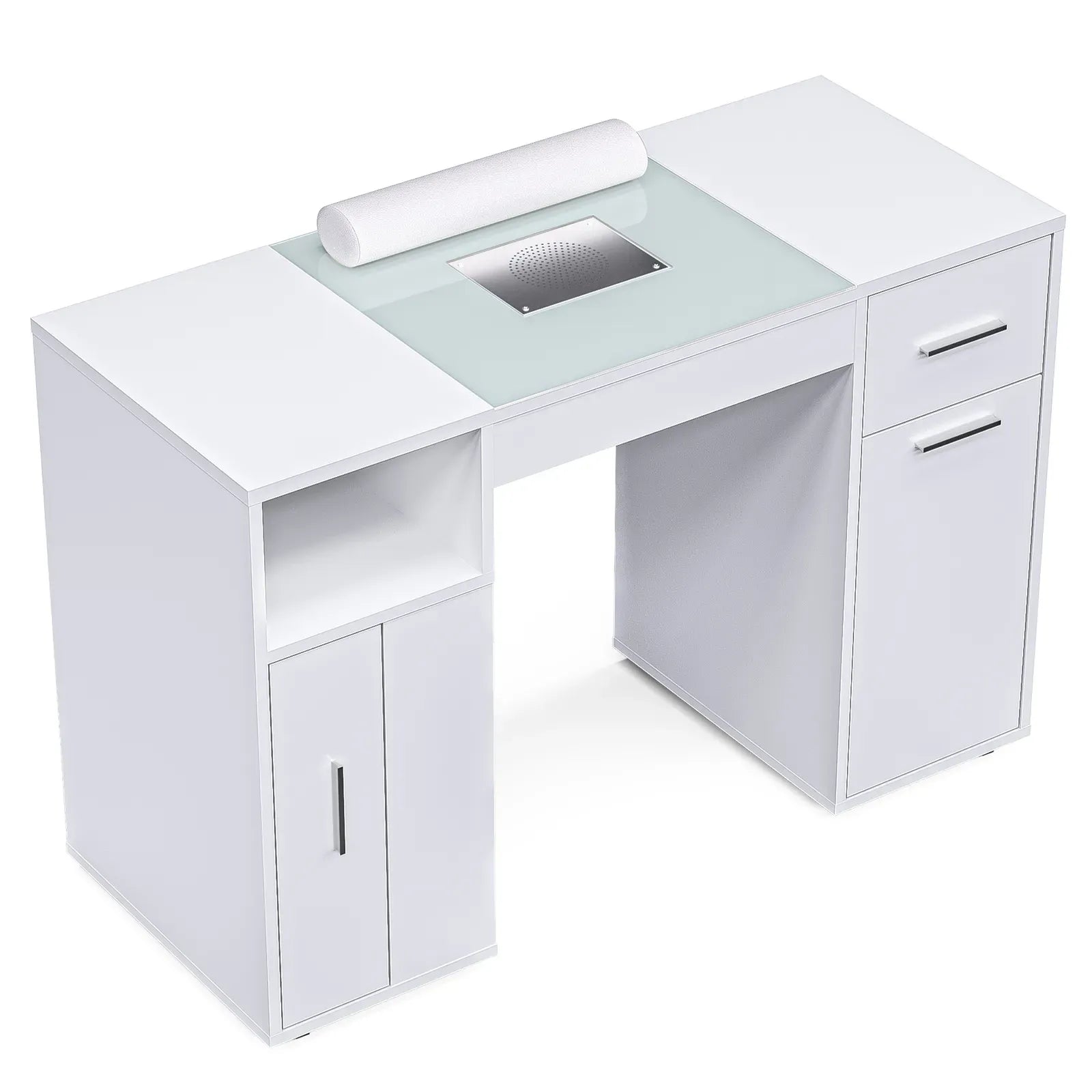White Manicure Table with Electric Dust Collector and Storage, 108x45x77cm