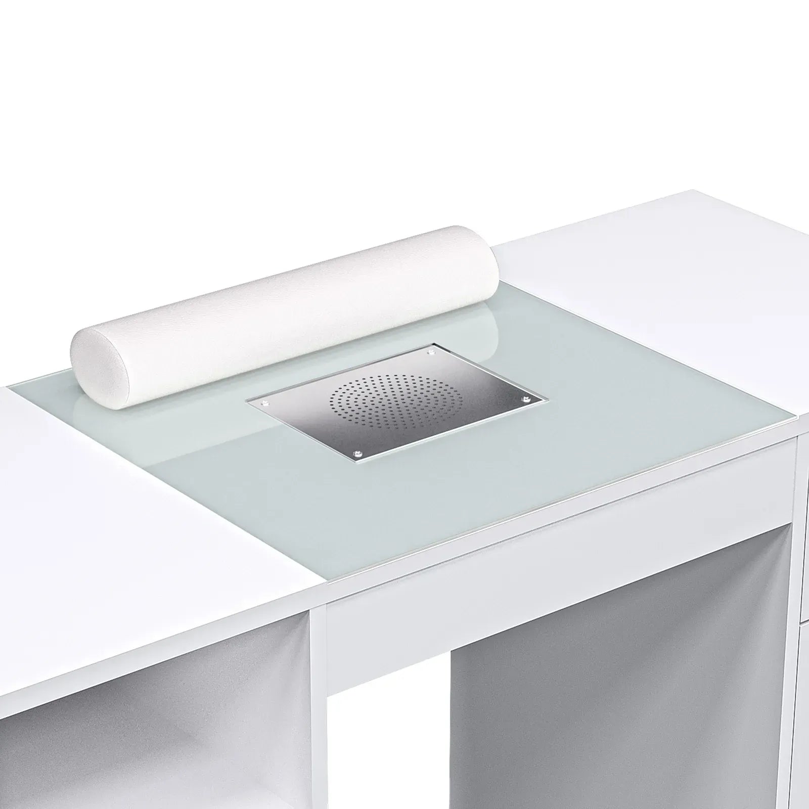 White Manicure Table with Electric Dust Collector and Storage, 108x45x77cm