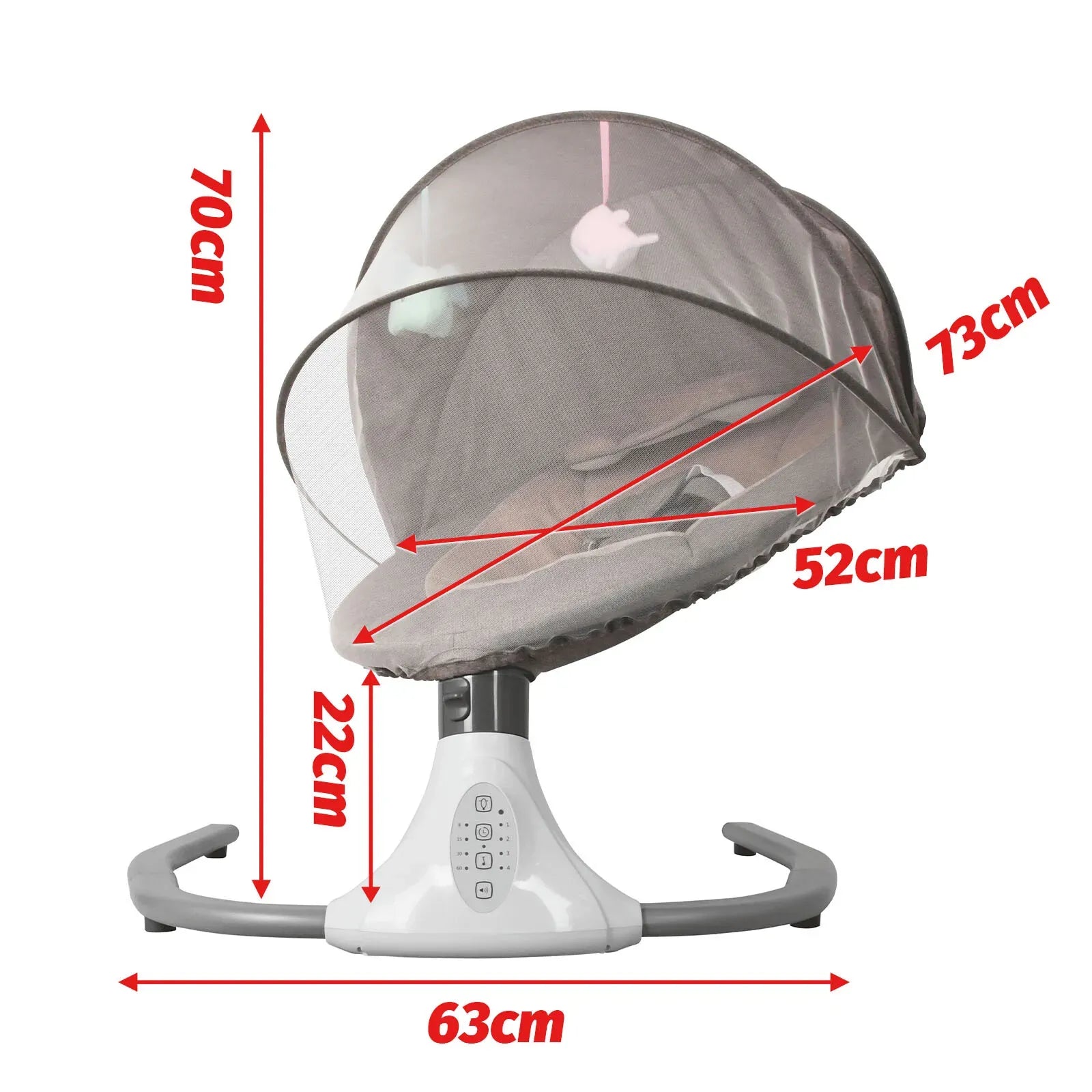 Electric Baby Bouncer Swing Chair Cradle Rocker Grey 65x70x53cm with Music Toys