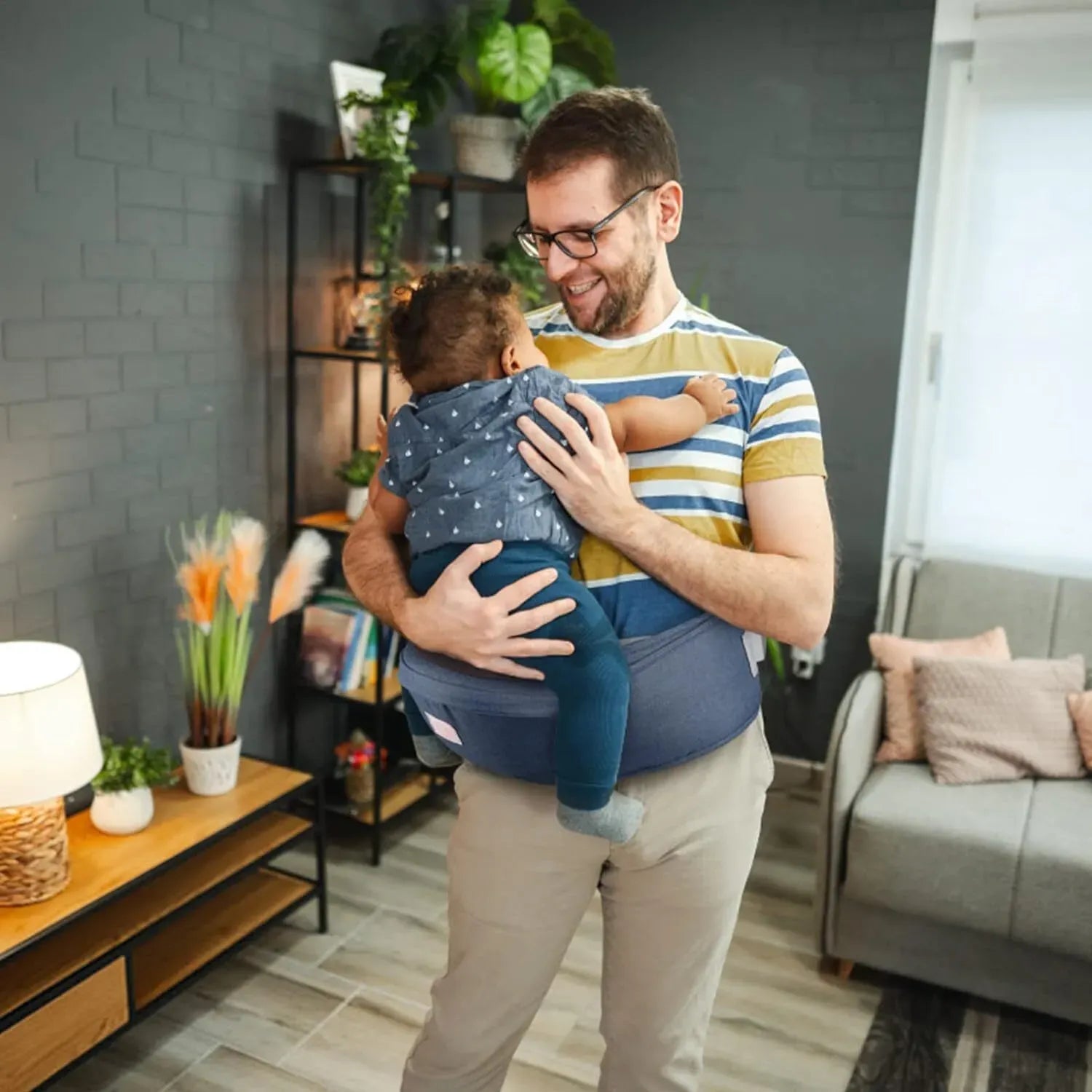 Adjustable Baby Carrier Waist Sling in Blue - Lightweight Hip Seat for 0-36 Months