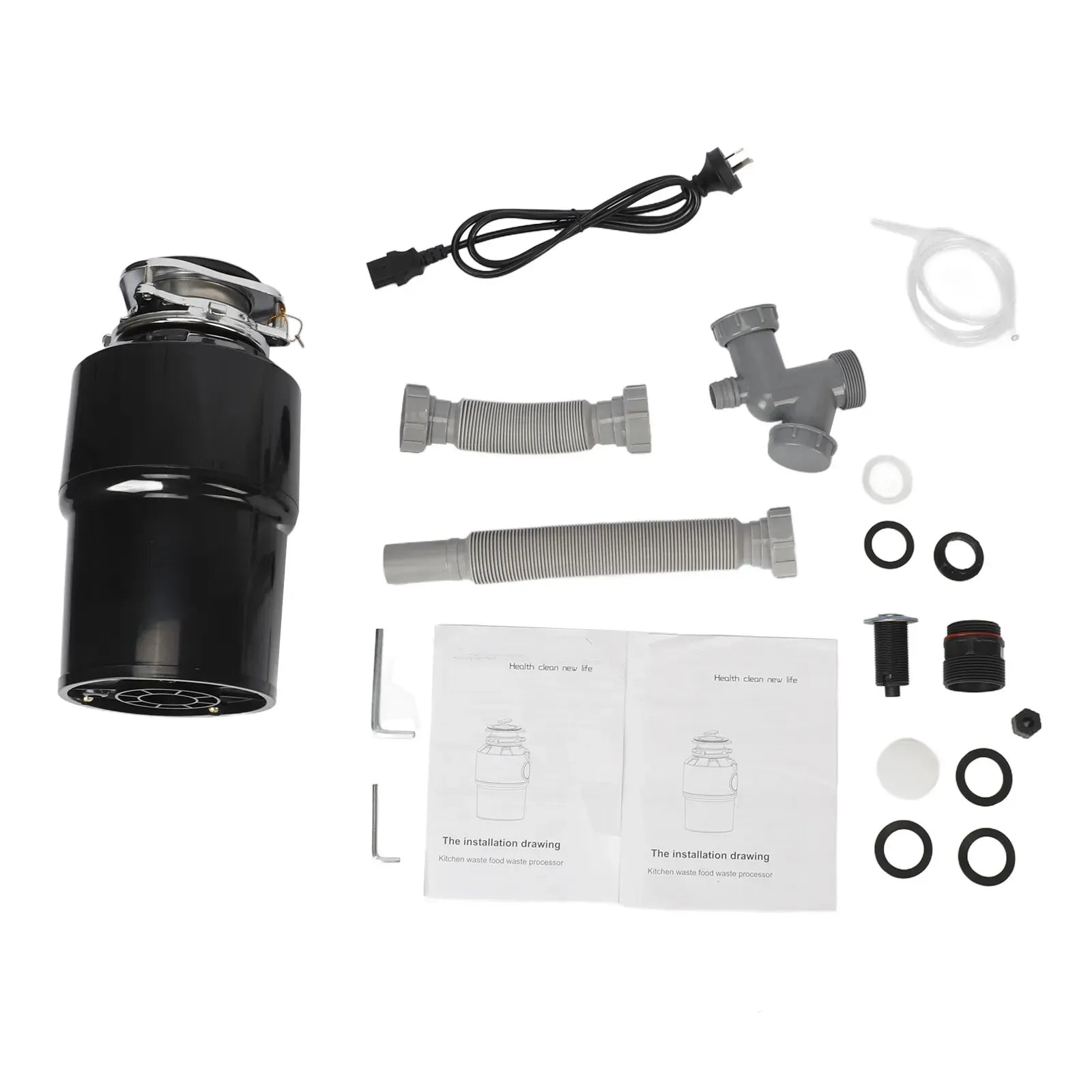 550W Food Waste Disposer with AU Plug, 4000RPM, Black, Stainless Steel for Kitchen
