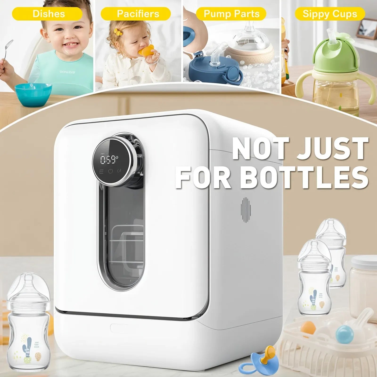 3-in-1 Baby Bottle Washer, Sterilizer & Dryer Combo in White