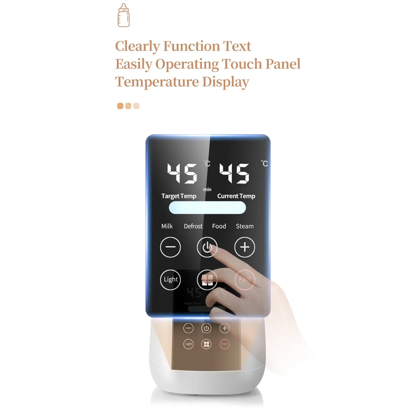 Baby Bottle Warmer Black with LCD Display, Timer, and Adjustable Temperature Control