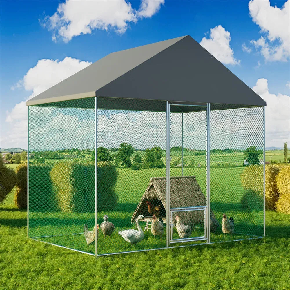 Extra Large Black Chicken Coop Cage Run Rabbit Hutch Walk-In Hen Enclosure 300x200x270cm