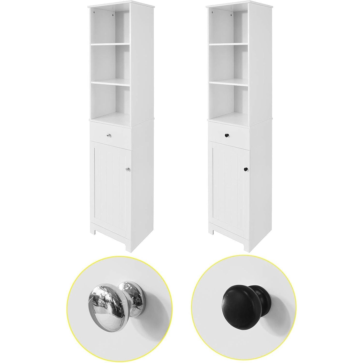 Tall Bathroom Storage Cabinet 3 Shelves, White