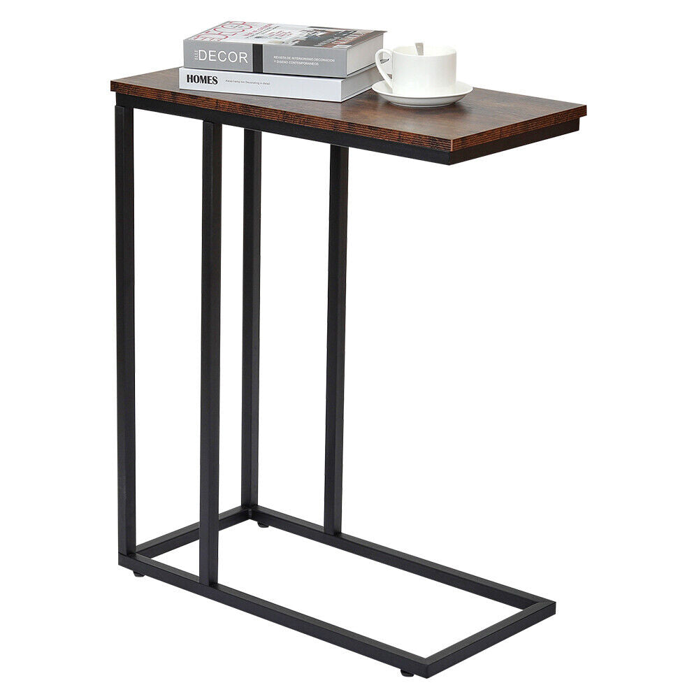 C-Shaped Sofa Side End Table Metal Frame Laptop Tray - All Family