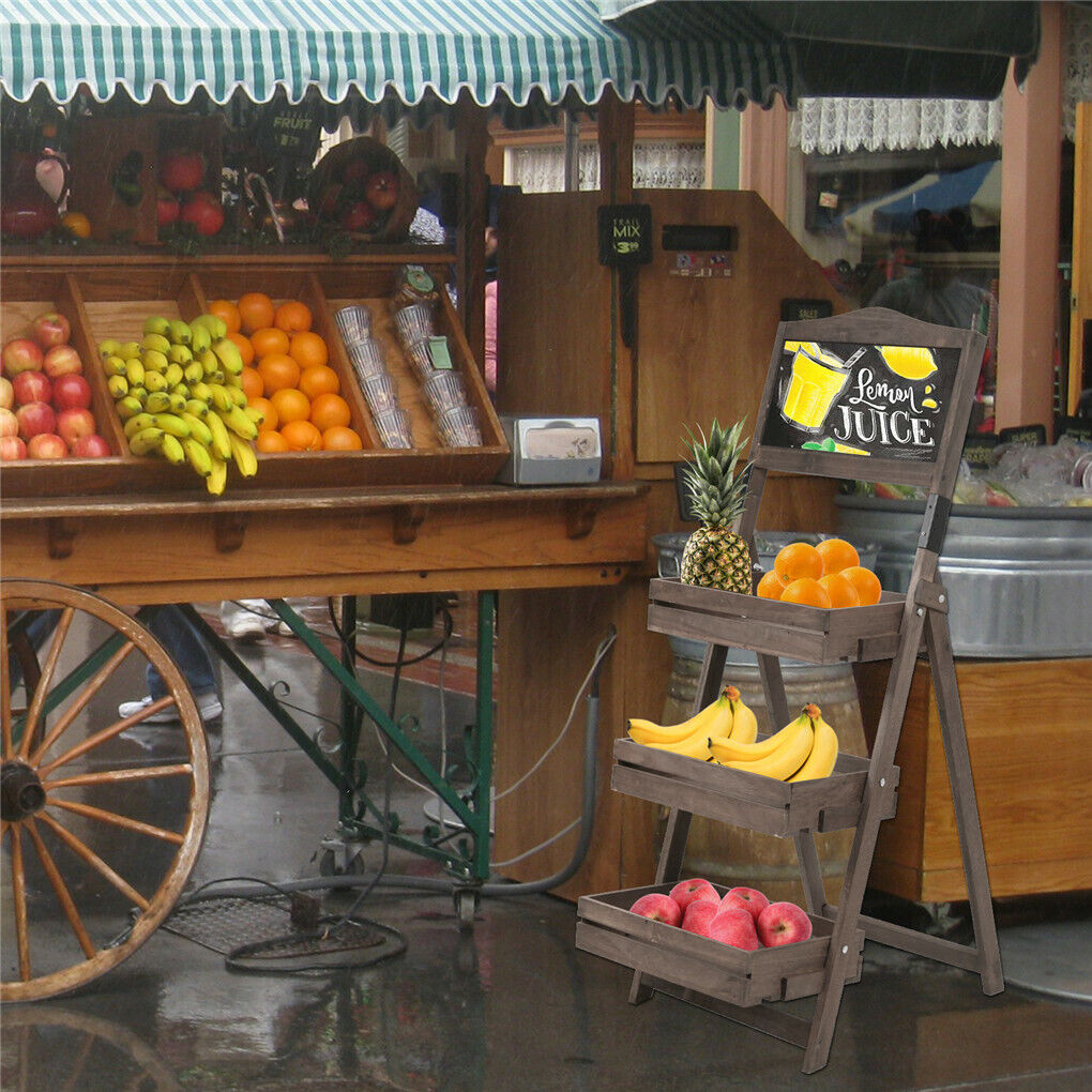 Vintage Wooden Chalkboard Easel 38x50CM with 3 Shelves
