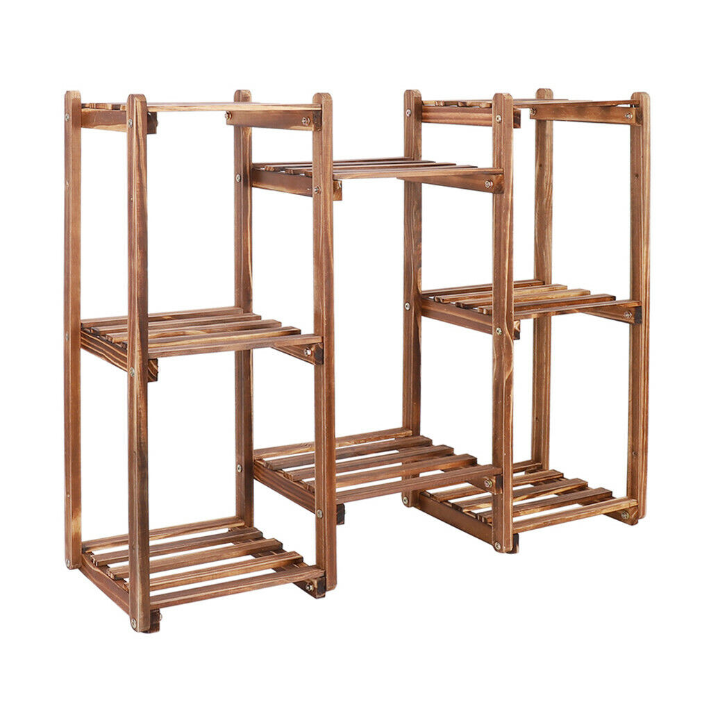 8-Tier Wooden Plant Stand Outdoor Indoor Garden Shelf