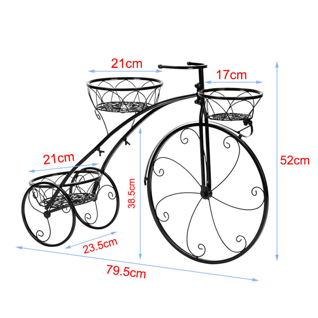 3-Tier Iron Bicycle Plant Stand Rack Tricycle Planter