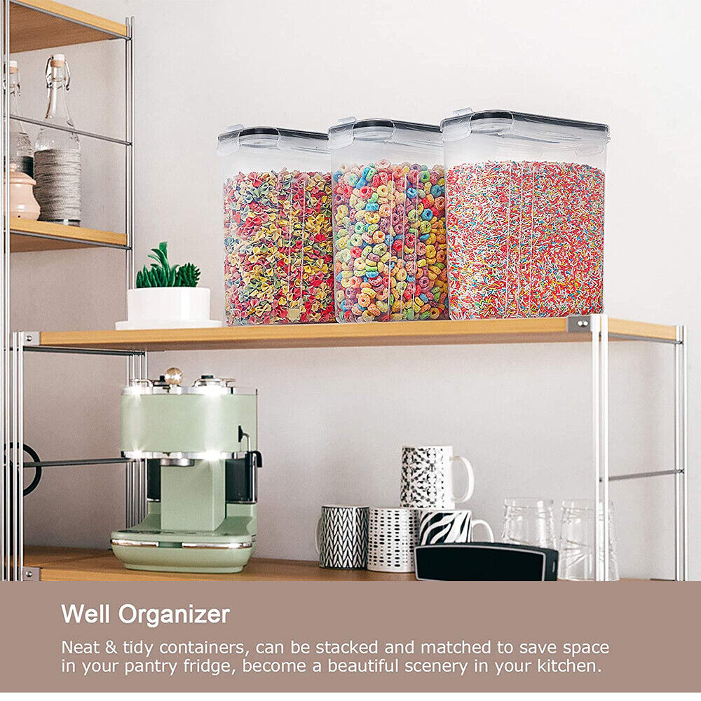 6PCS Food Storage Containers Kitchen Dry Pantry Organiser Airtight Lids