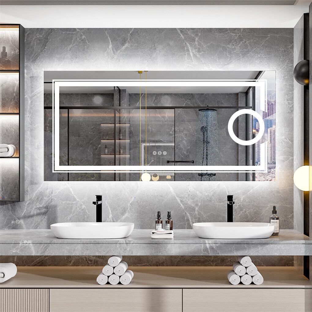 600x800mm LED Bathroom Mirror RBG Anti-Fog Aluminum