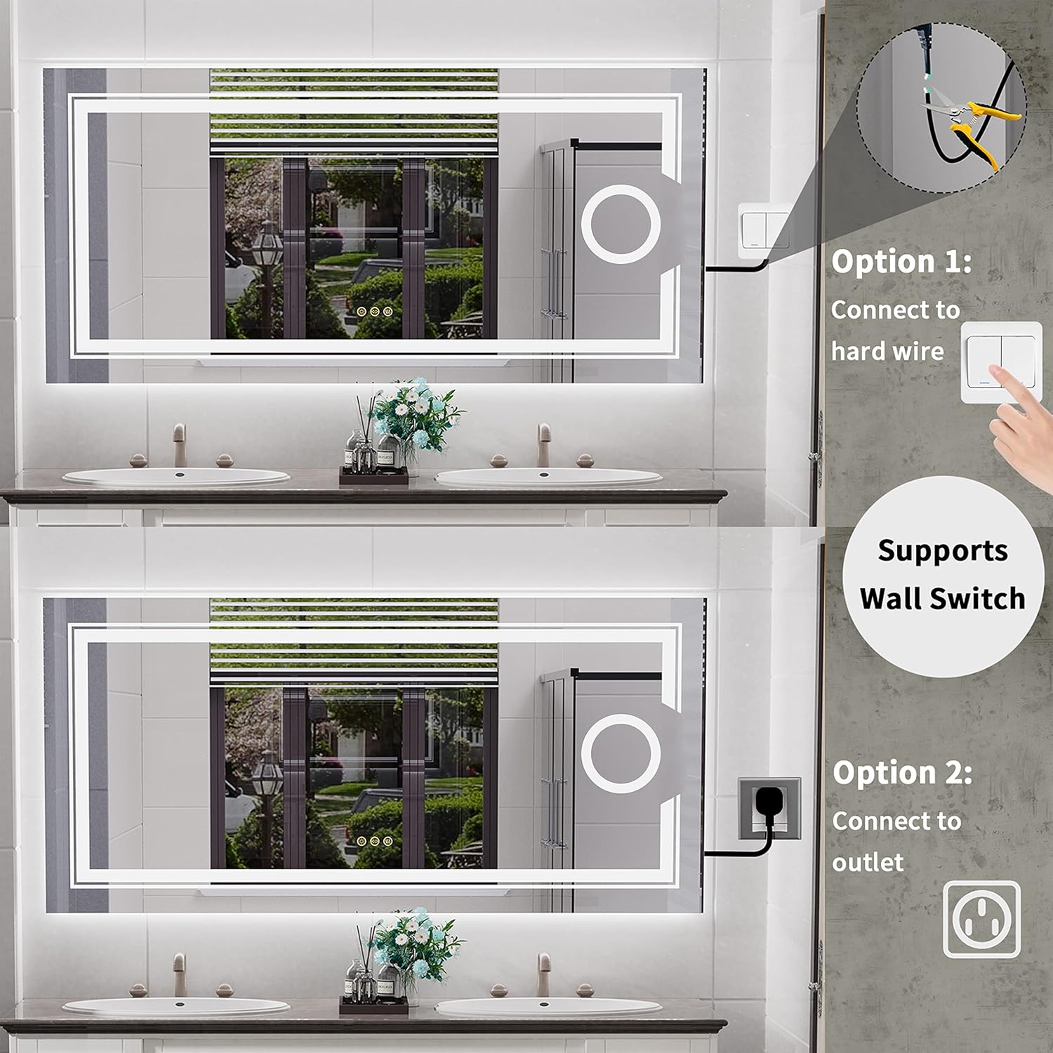 1200x600mm LED Bathroom Mirror Anti-fog Magnifying