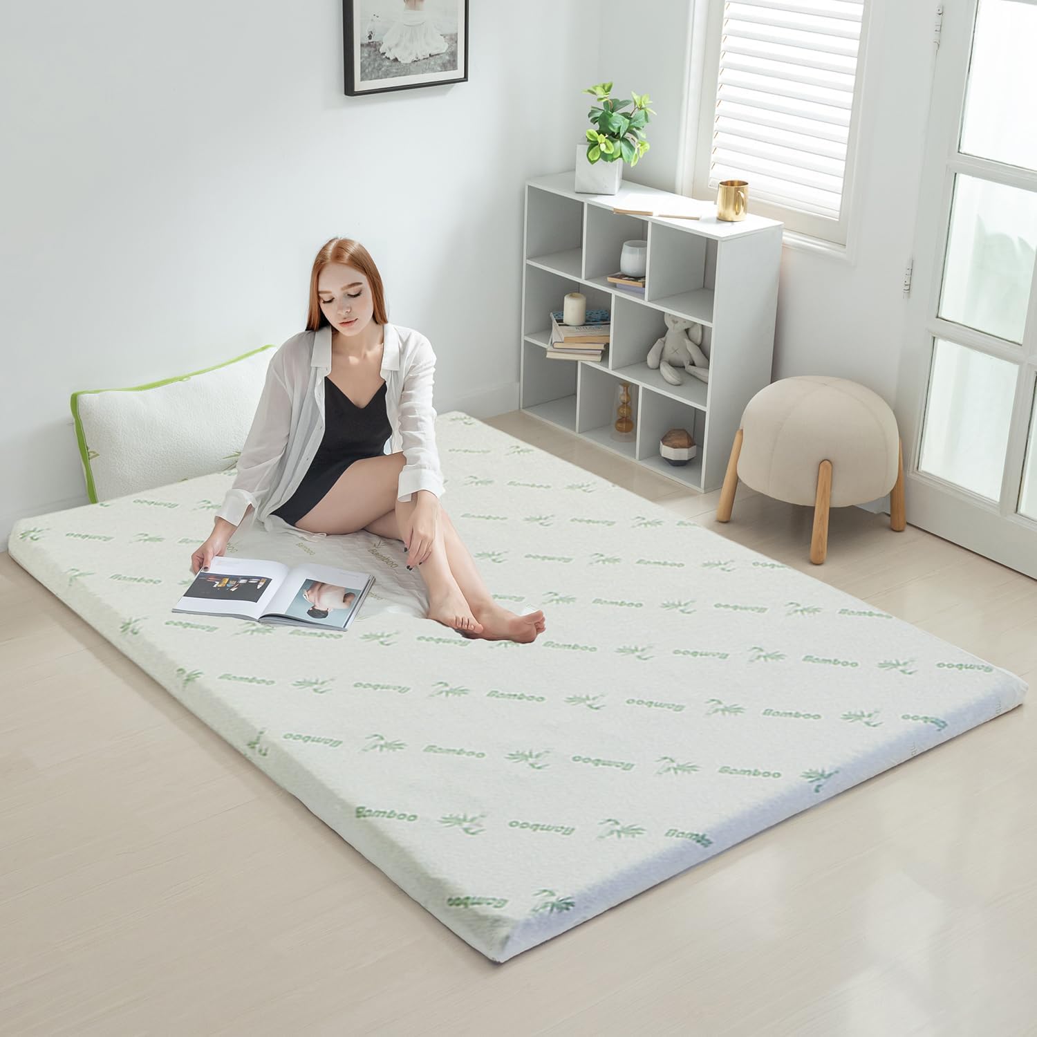 Single Memory Foam Mattress Topper 7-Zone Bamboo Cover Breathable