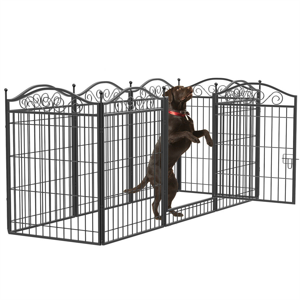 16 Panel Pet Playpen Gate Extension w/ Lockable Door Large Dog Cage