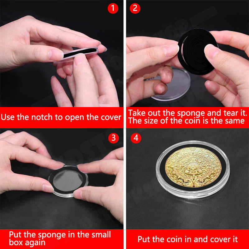 100pcs 46mm Clear Plastic Coin Holder Capsules Storage Box