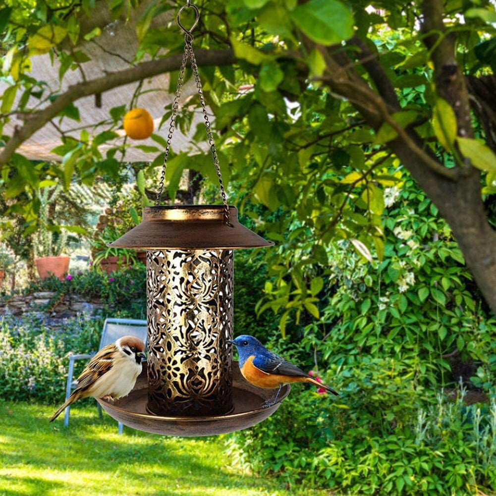 Solar Bird Seed Feeder Hanging Outdoor Garden