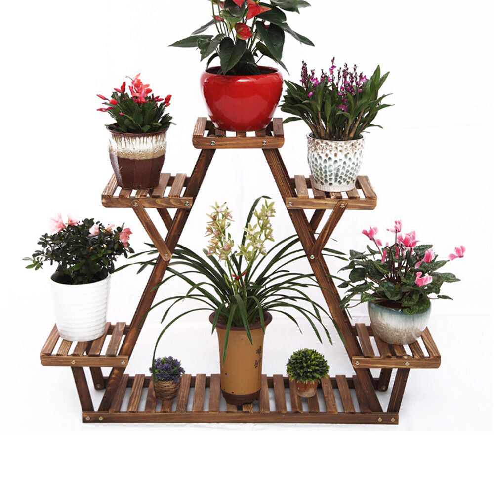 Wooden 6 Tier Plant Stand A-Frame Flower Pot Display Organizer