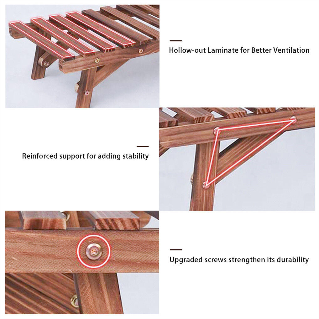 Pine Wood 3pcs Plant Stand Ladder Garden Flower Display