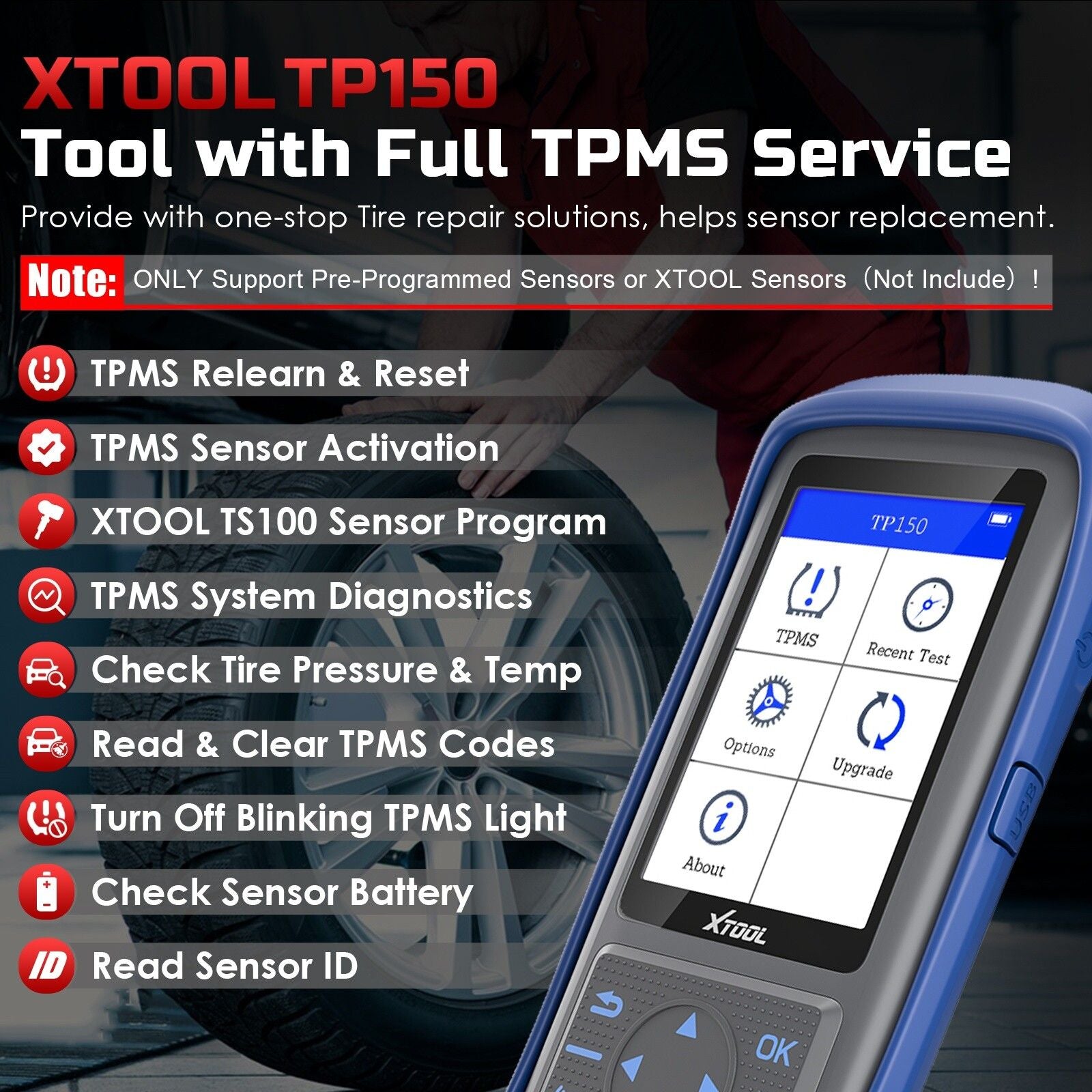 TP150 TPMS Reset Tool 2025 WiFi CAN EOBD OBDII