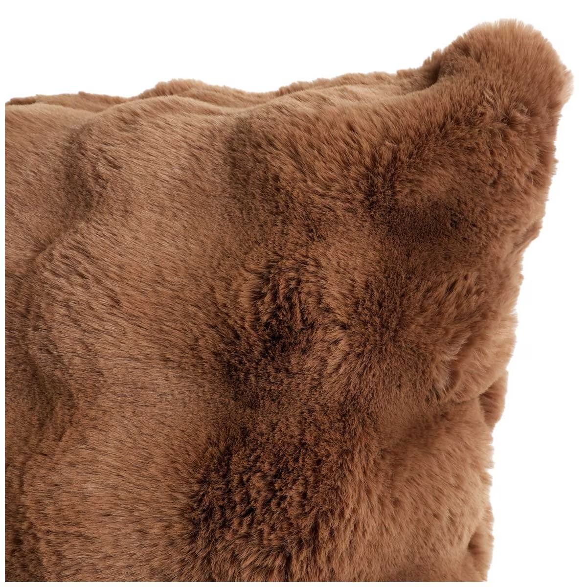 Luxe Faux Fur Cushion 55 x 55cm Light Brown