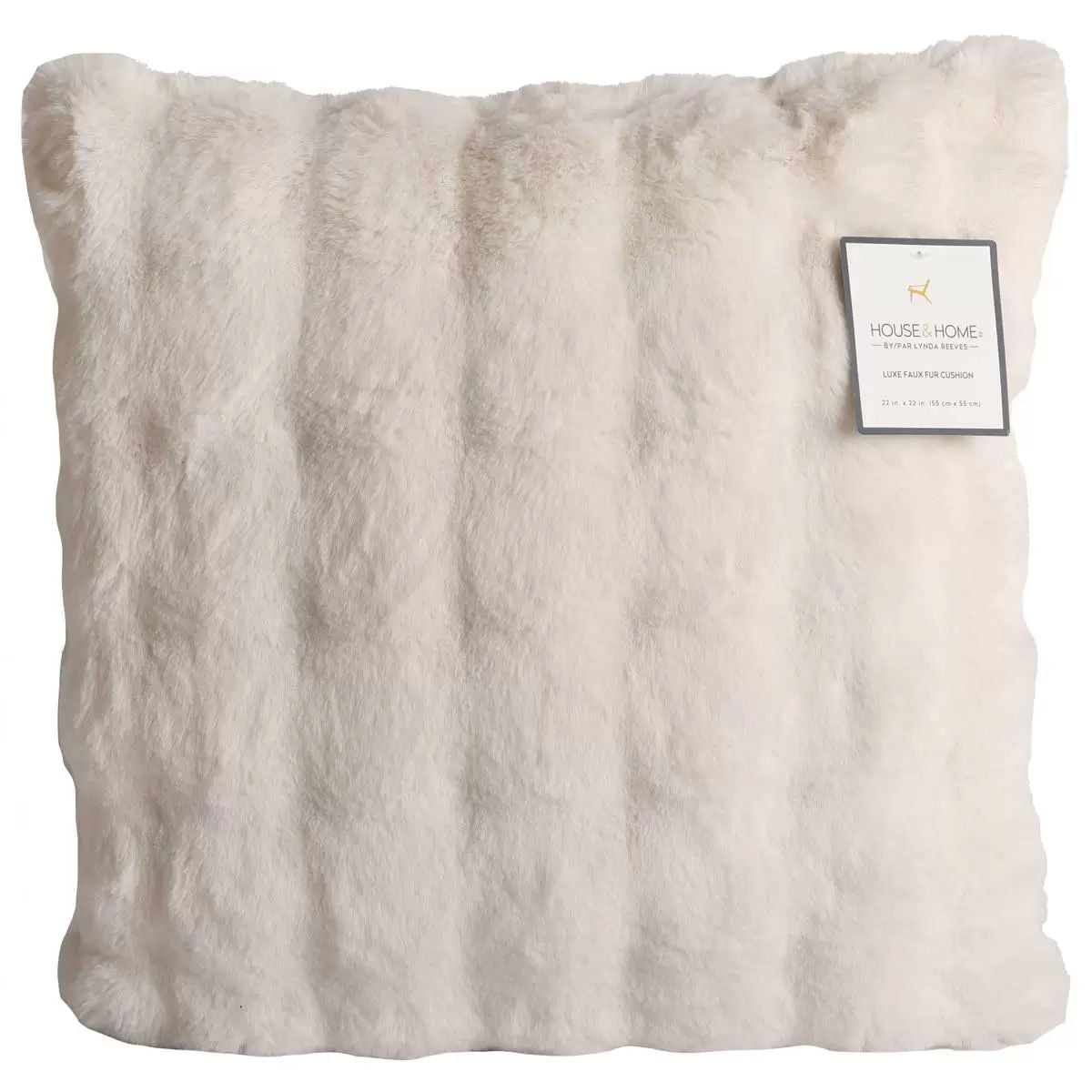 Luxe faux fur cushion 55 x 55cm ivory
