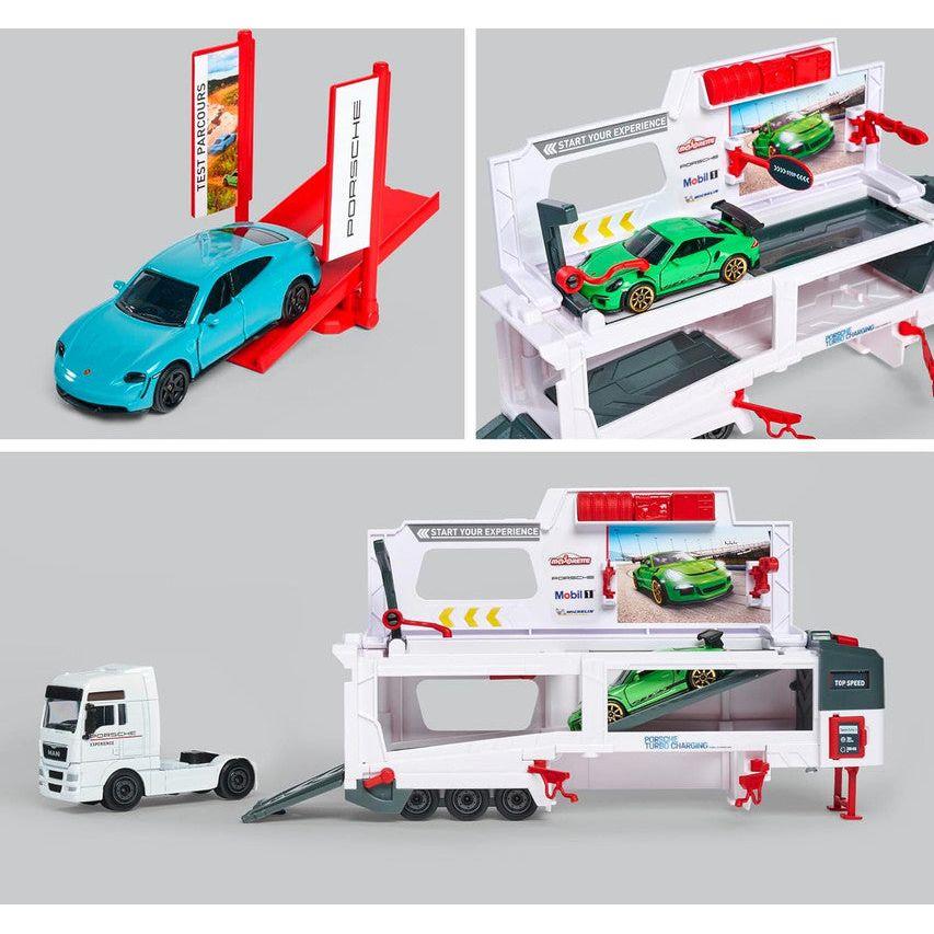 MAN TGX Porsche Experience Truck and 2 Cars 911 GT3 Taycan Playset