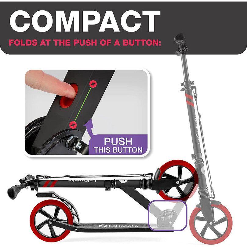 Lascoota Pulse Kick Push Commuter Scooter Teen Adult Black