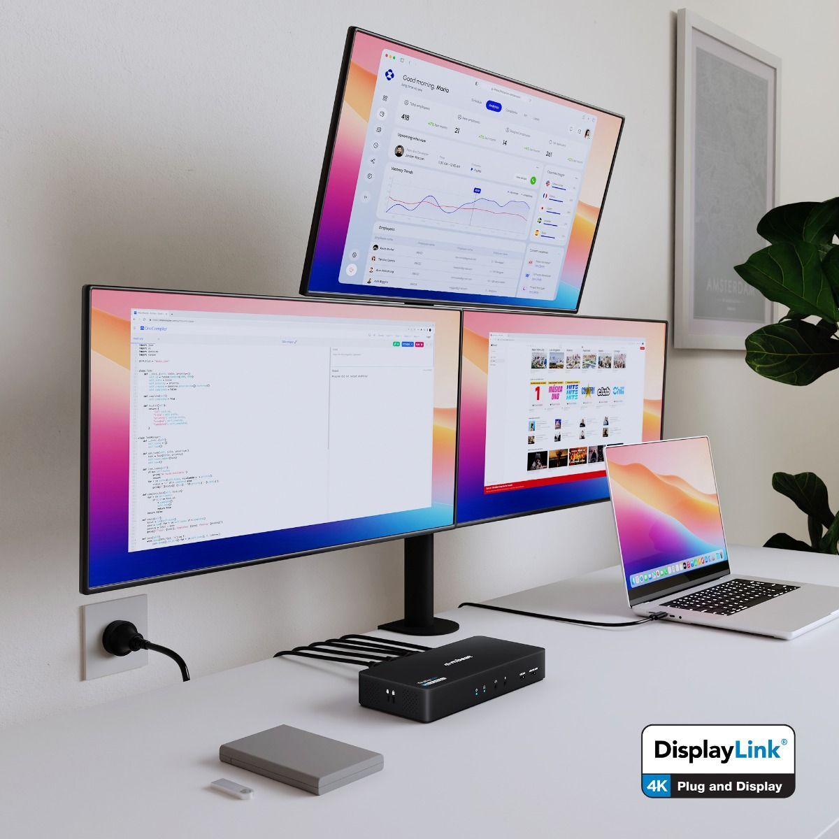 mbeat USB-C Triple 4K Display Docking Station (DisplayLink® + HDMI-ALT)