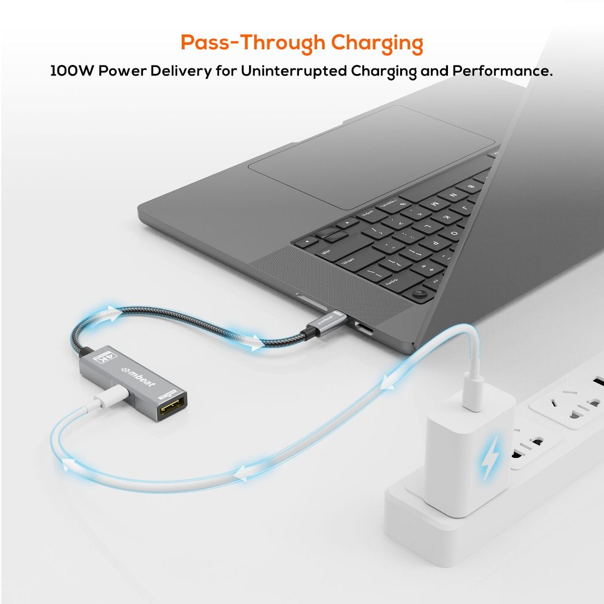 mbeat Tough Link USB-C to DP Adapter with 100W PD - Space Grey