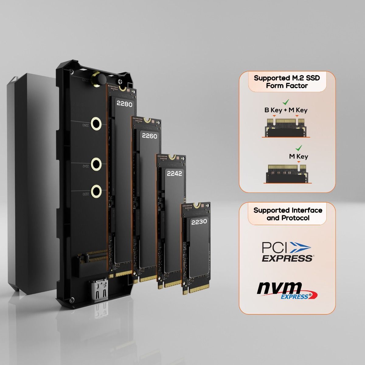 mbeat USB-C/A 10Gbps RGB M.2 NVMe & SATA SSD Enclosure