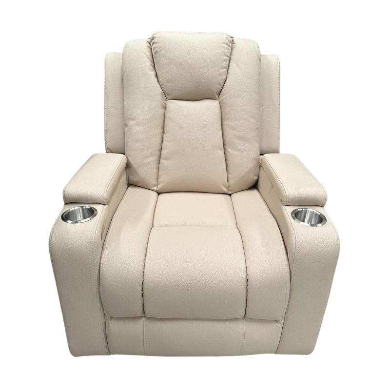Theatre Electric Recliner Sofa Buckskin Fabric Single Latte