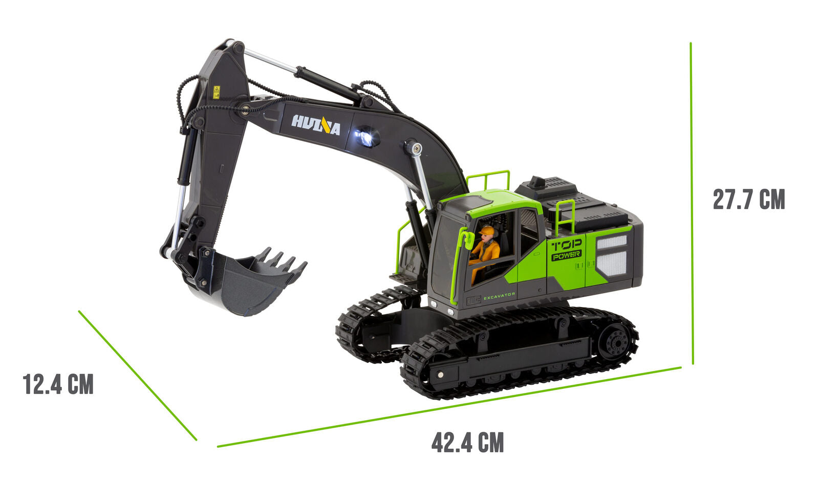 1:18 Scale 13-Channel Alloy Remote Control Excavator Construction Vehicle with Lights, Sound and Steam