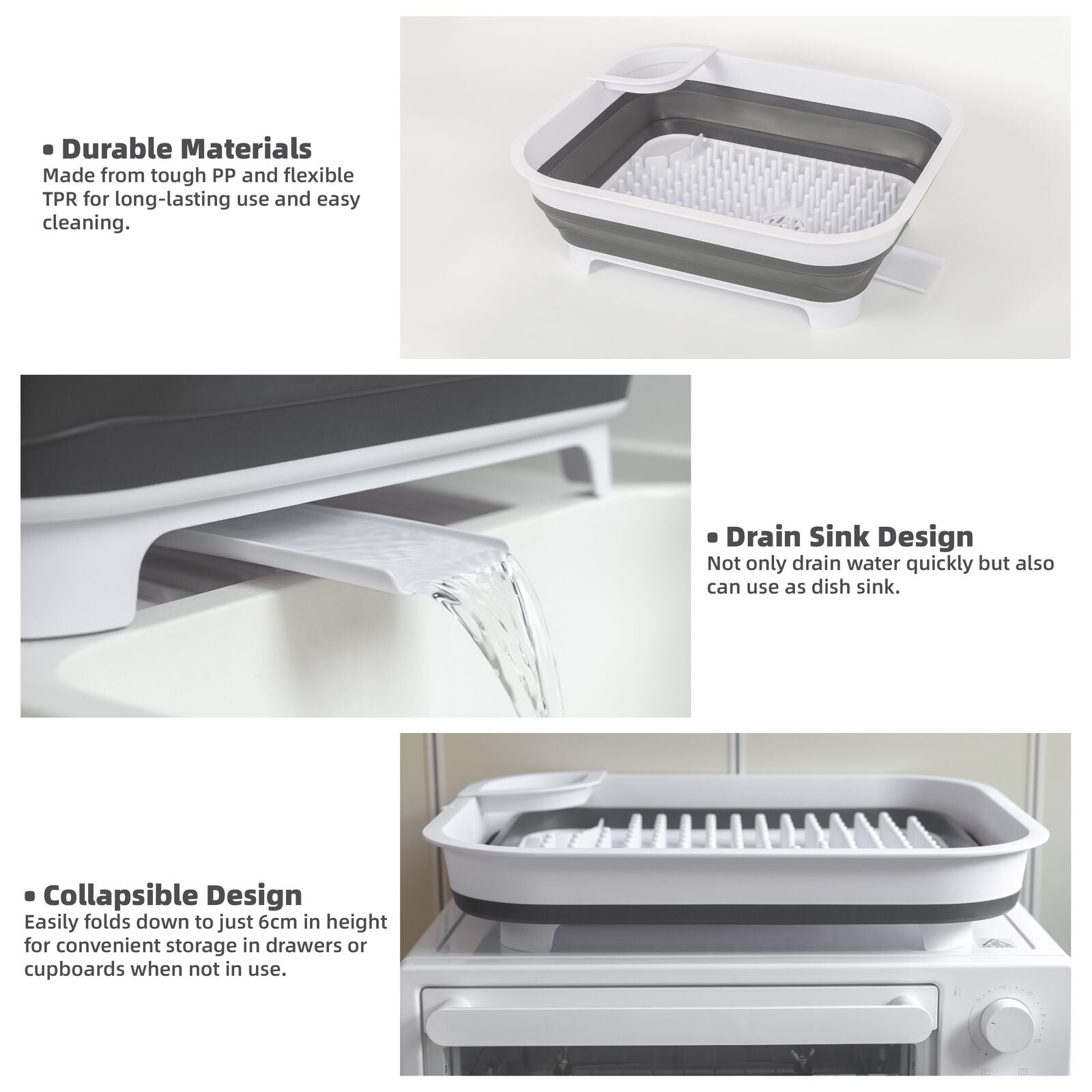 Collapsible Dish Rack with Utensil Section Space-Saving Drying Rack for Compact Kitchens & Camping