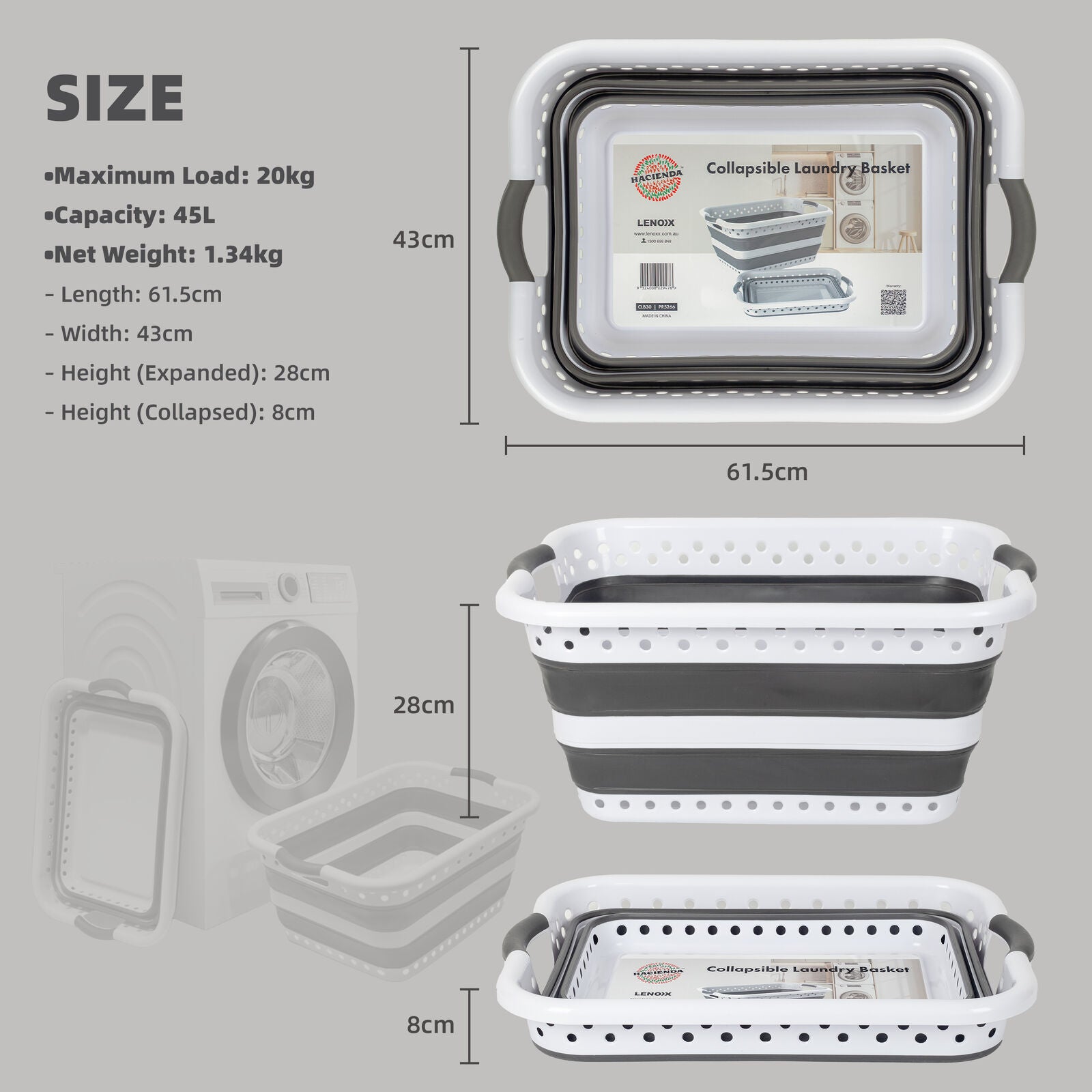 45L Space-Saving Laundry Basket – Collapsible Hamper for Dorms, RVs, Homes & Garages