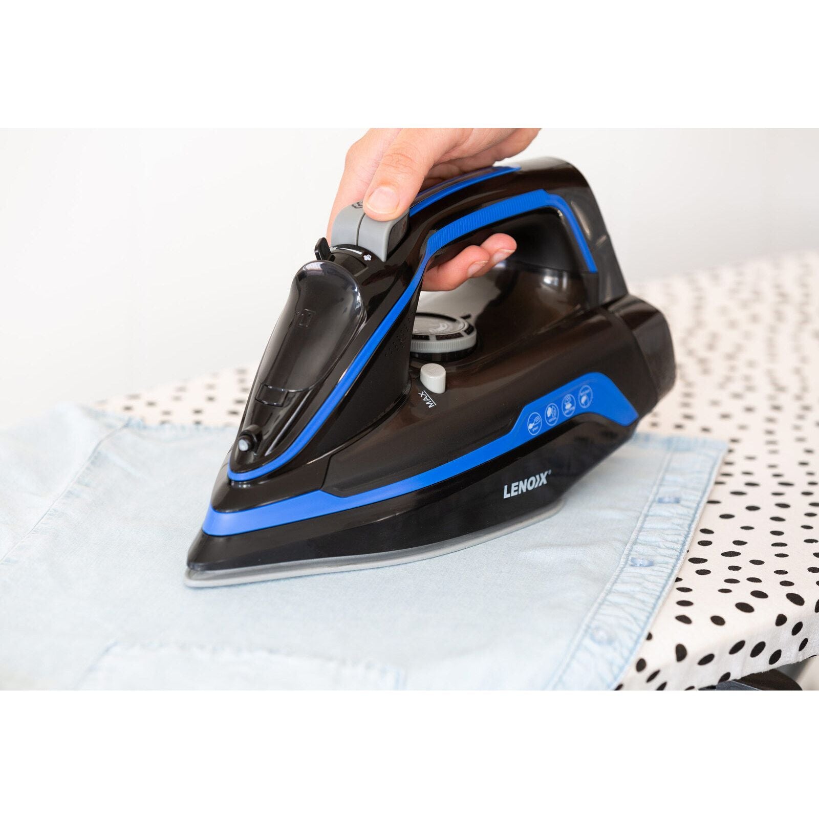 Cordless Steam Iron w/ Ceramic Soleplate, 360 degree Charging Base, Self-Cleaning