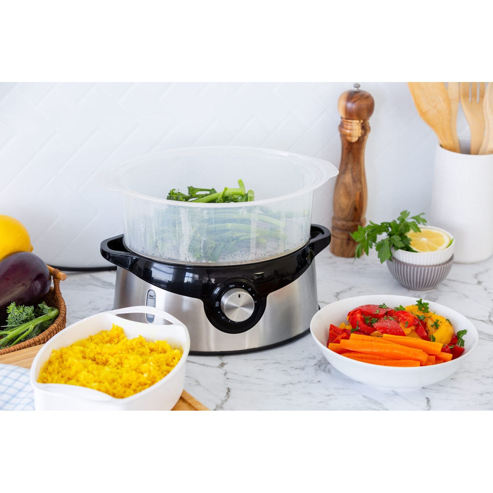 3 Tier Food Steamer with Stainless Steel Base