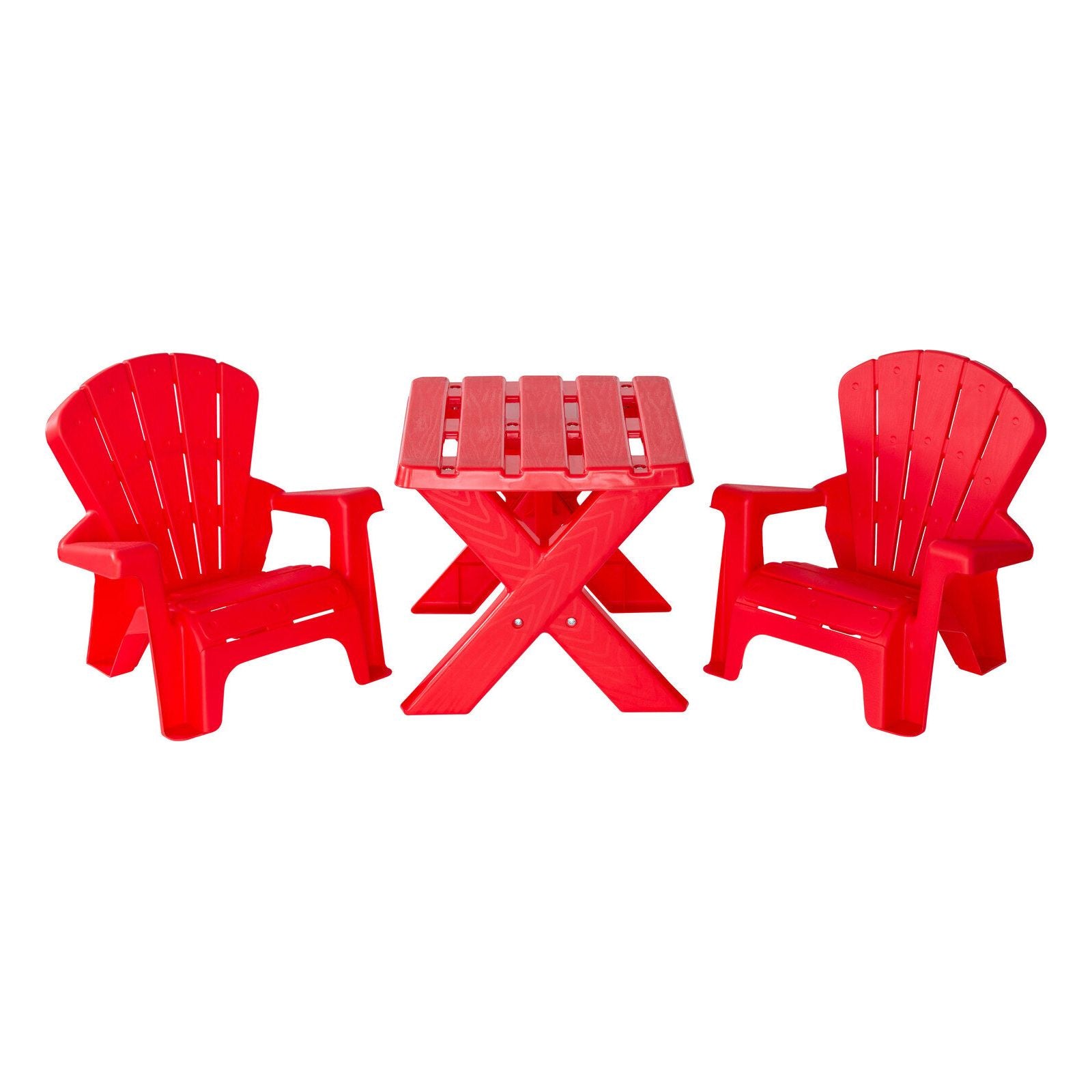 Kids Durable Table and Two Child-sized Chairs Set - Red