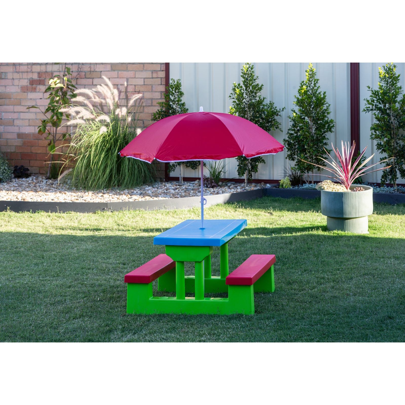 Durable Kids Picnic Table Set with Umbrella