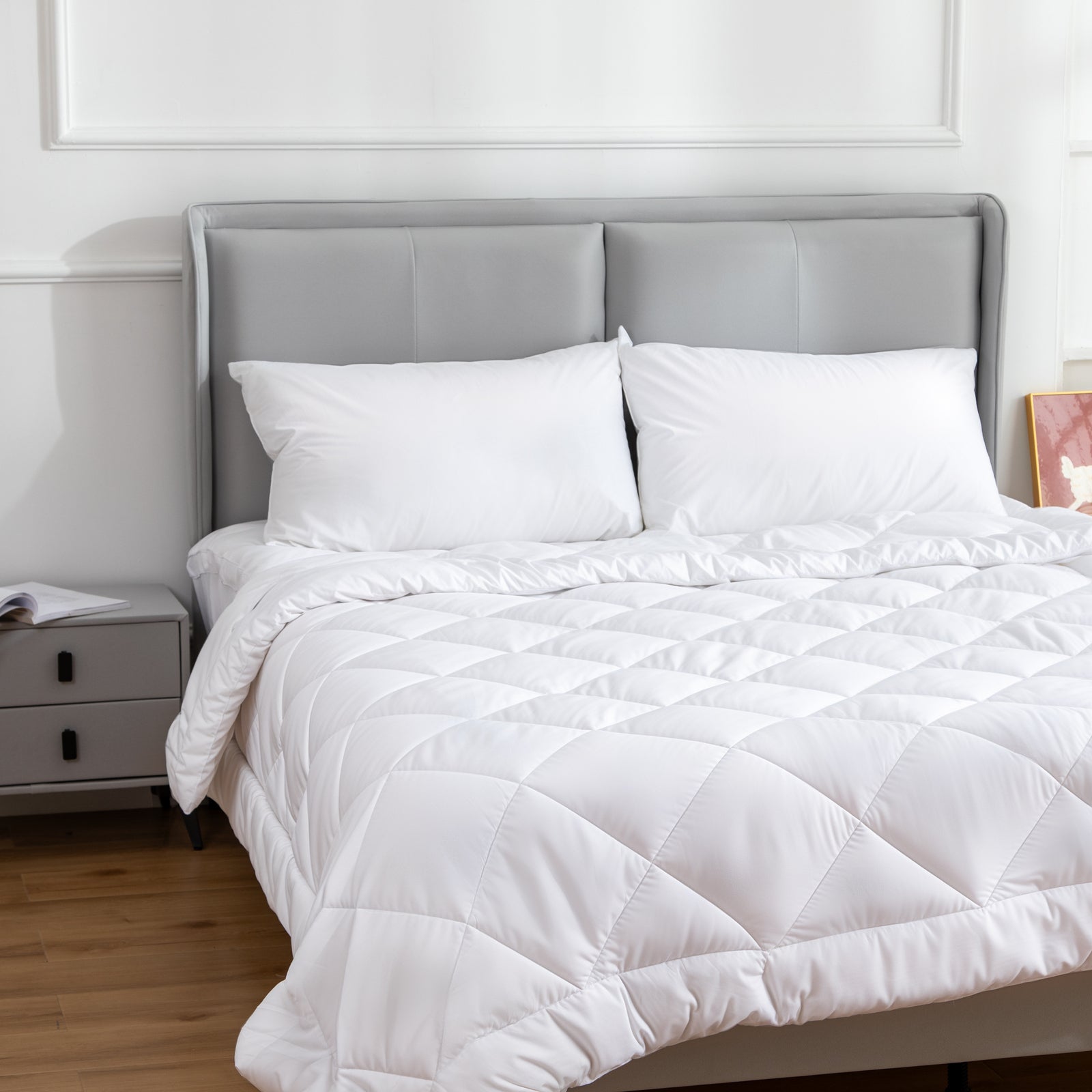 100 Percent Cotton Pillow Cover with 800g Poly Fill, Hypoallergenic, Antibacterial, and Cooling Technology 2 PK