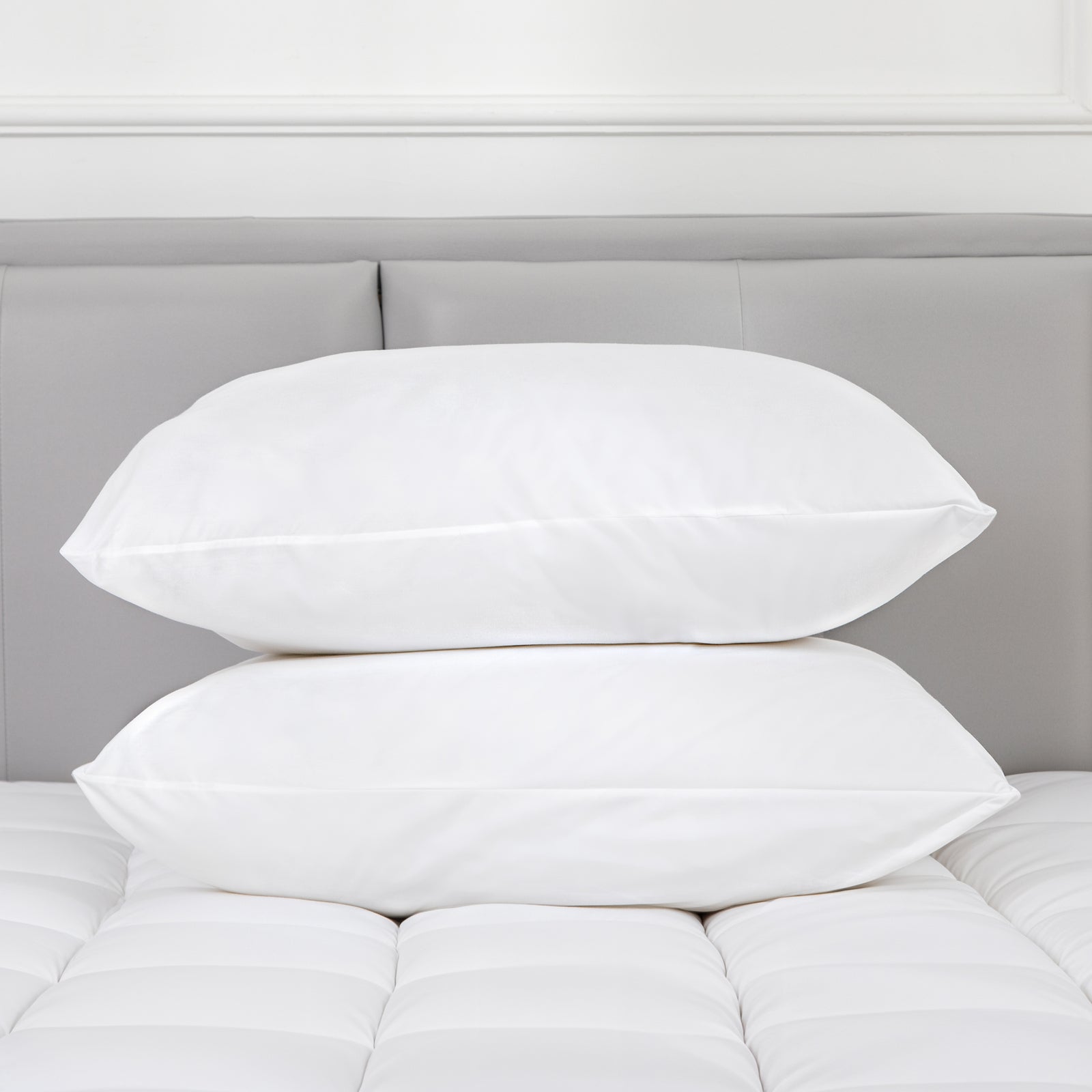 100 Percent Cotton Pillow Cover with 800g Poly Fill, Hypoallergenic, Antibacterial, and Cooling Technology 2 PK