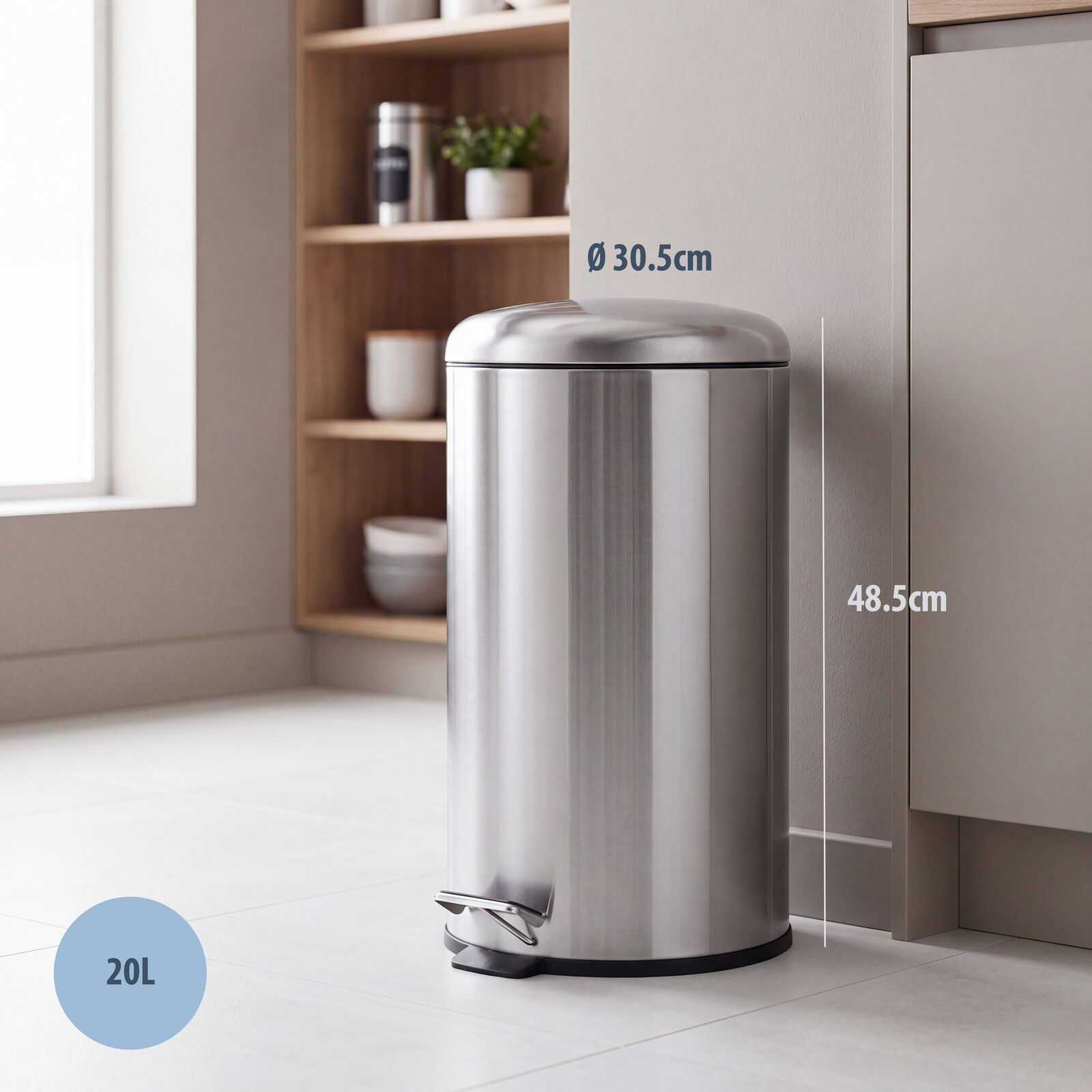 20L Pedal Bin with Stainless Steel and Plastic Construction