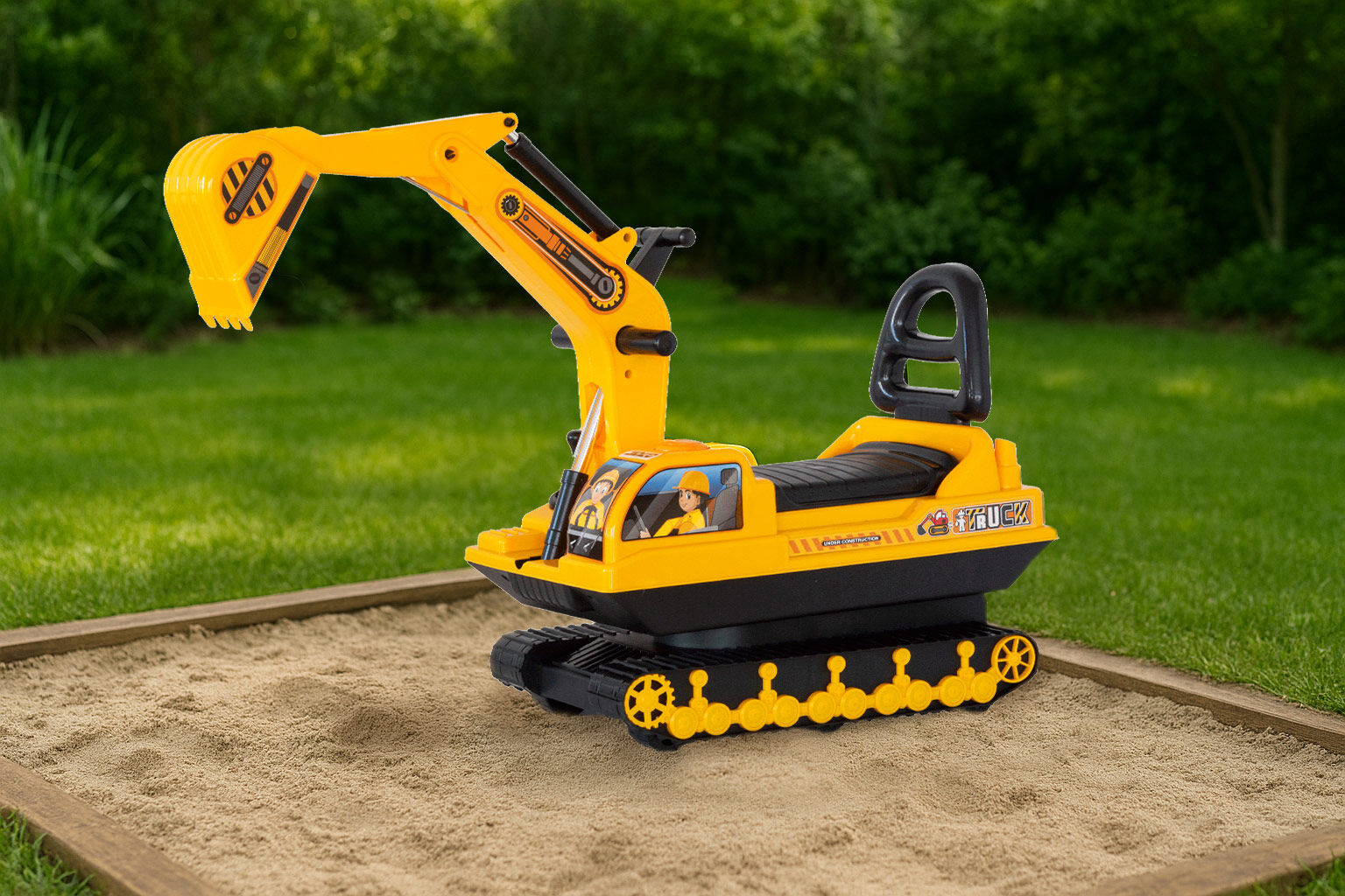 Ride-on Children's Excavator w/ Sturdy Track and Dual Operation Levers to Scoop