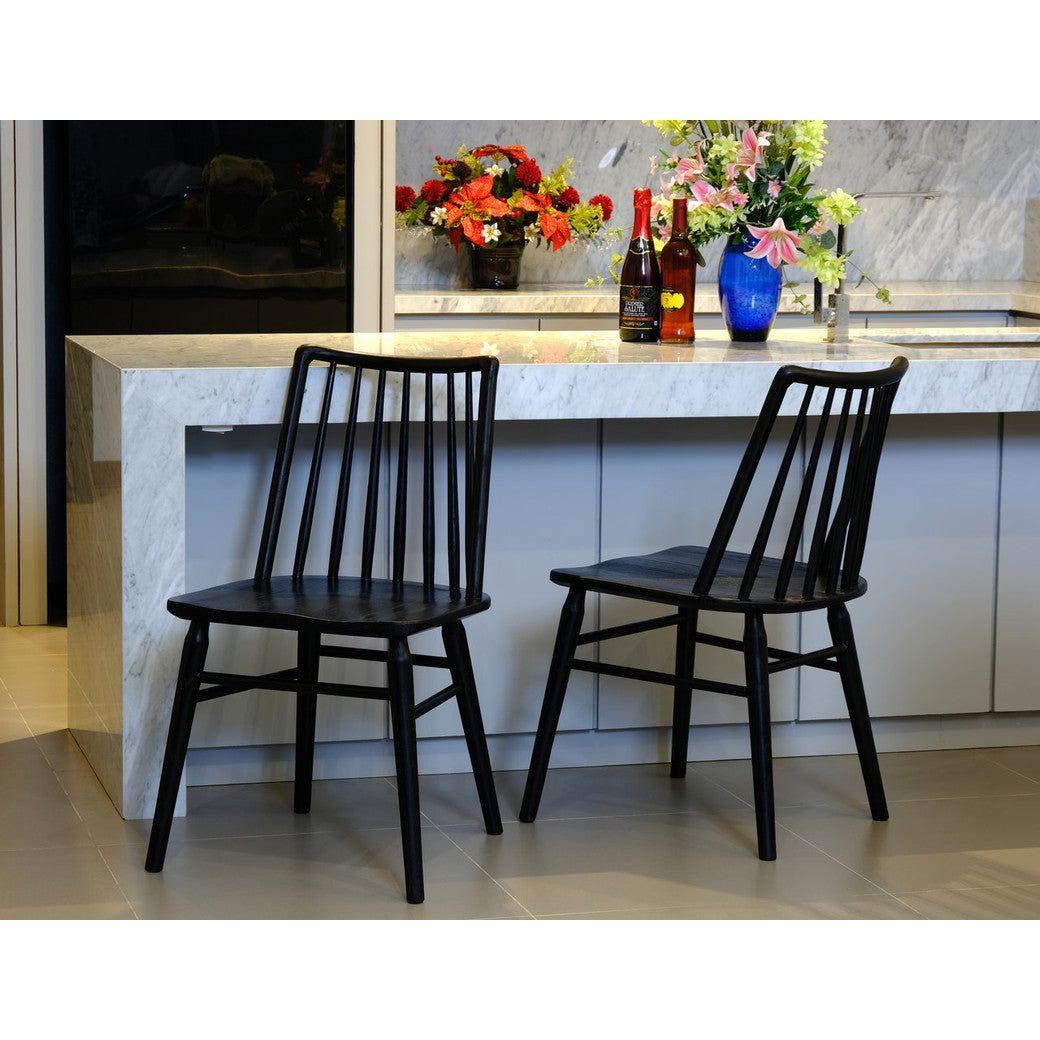 Riviera Solid Oak Dining Chair - Set of 2 (Black)