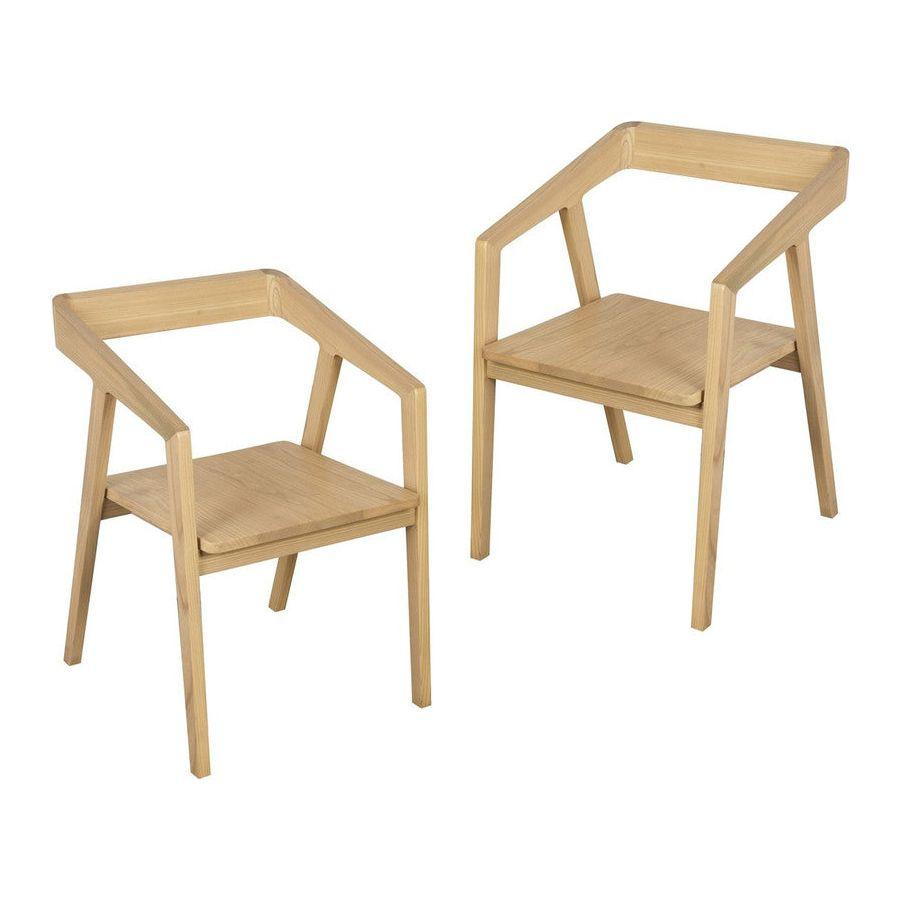 Kyoto Solid Oak Arm Chair - Set of 2 (Natural)