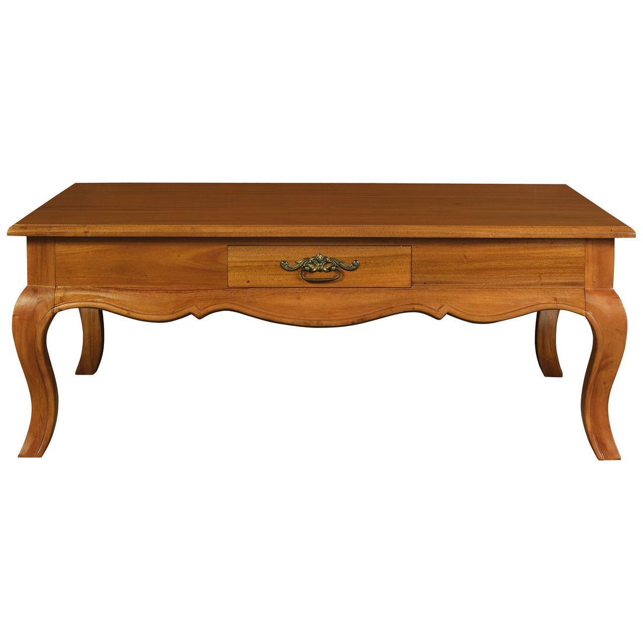 French Provincial 2 Drawer Coffee Table - Light Pecan