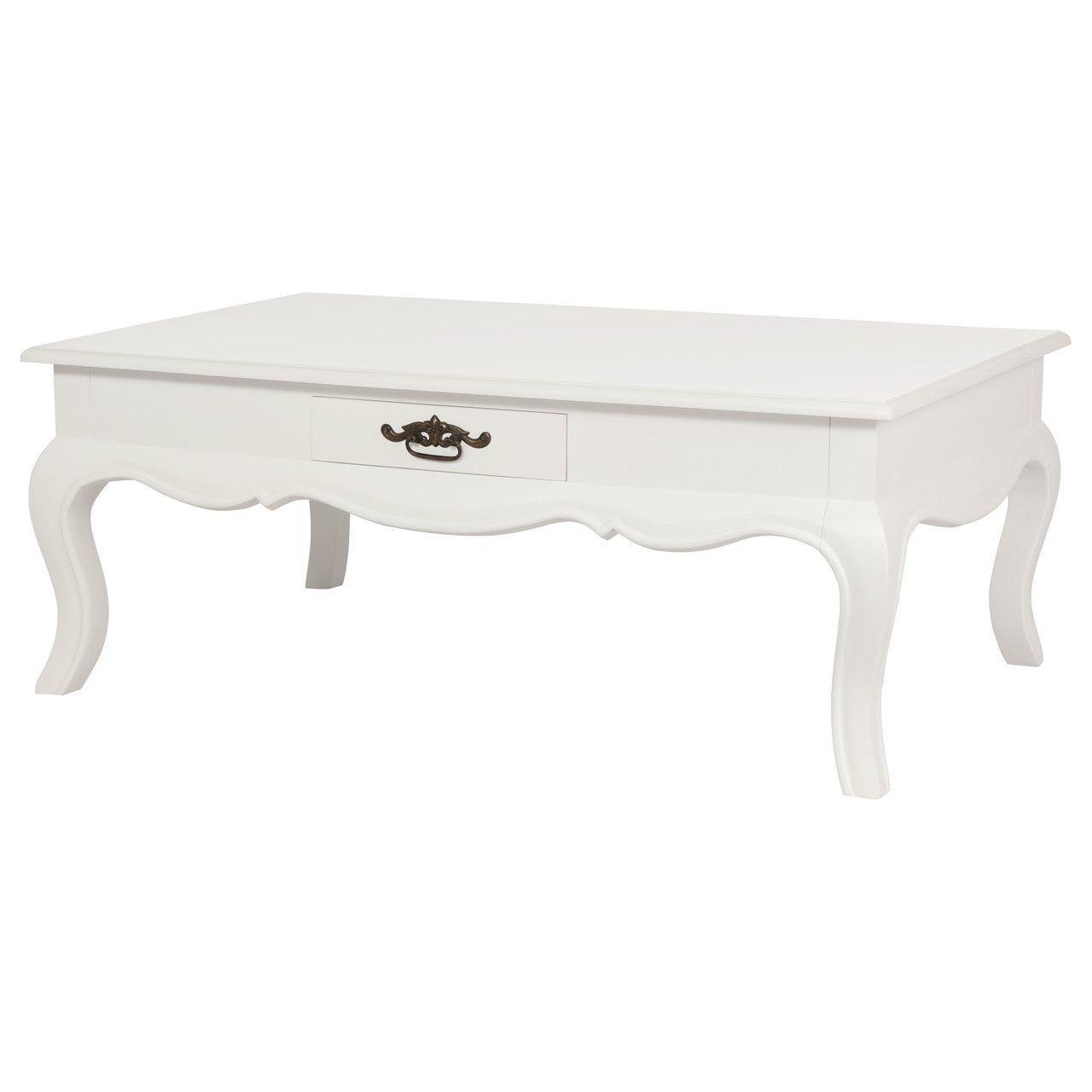 French Provincial 2 Drawer Coffee Table - White