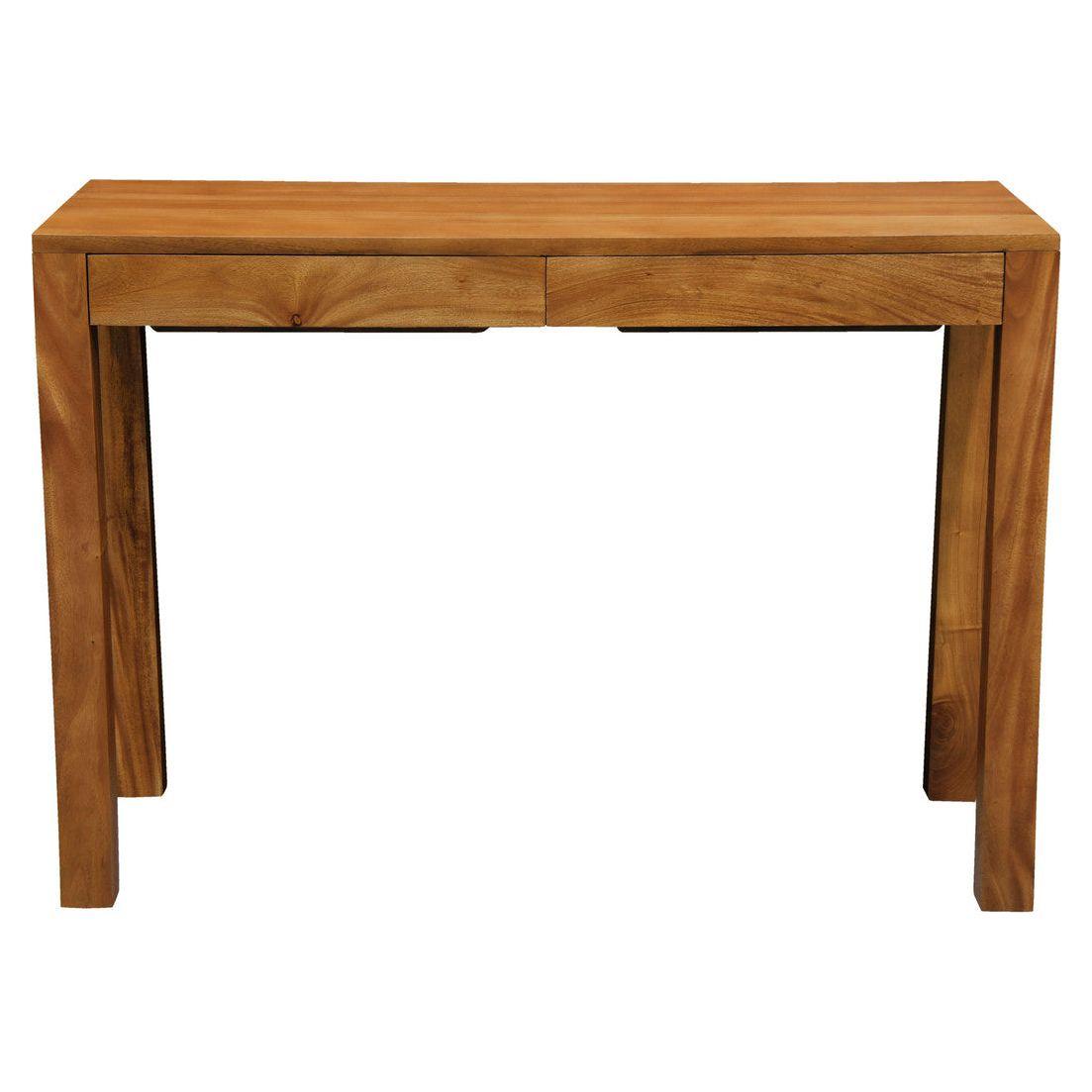 Amsterdam Solid Mahogany Timber 2 Drawer Desk (Light Pecan)