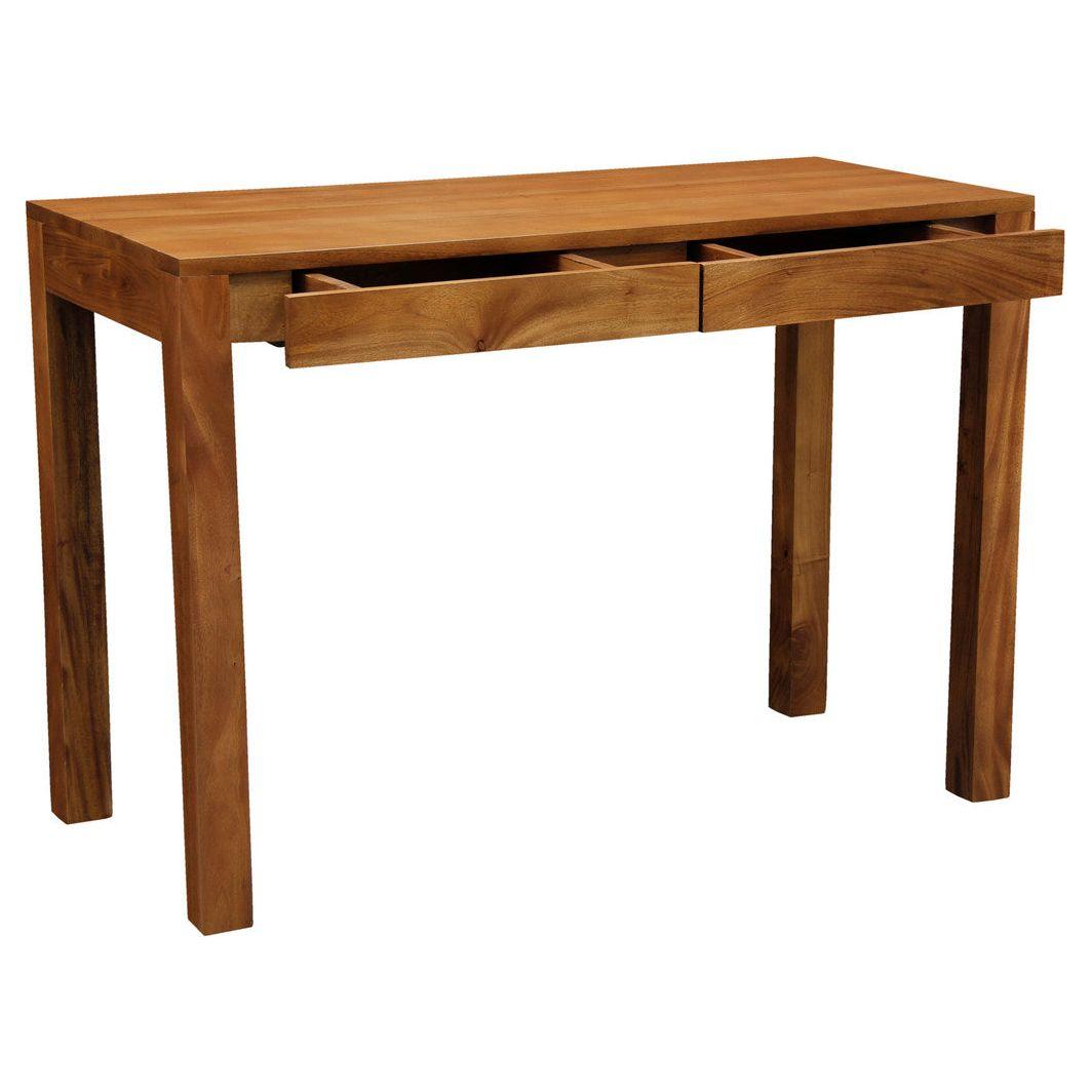 Amsterdam Solid Mahogany Timber 2 Drawer Desk (Light Pecan)